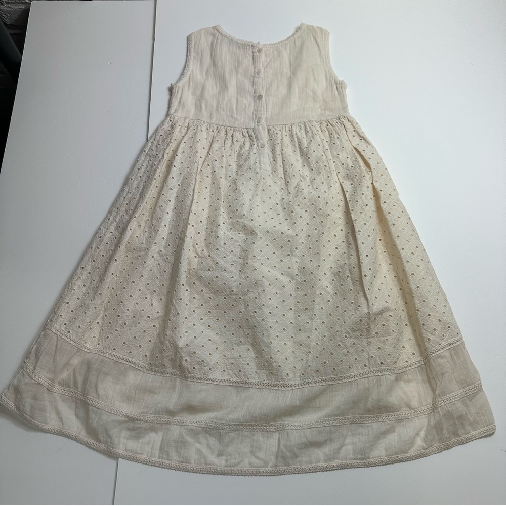 Girls' Cream Eyelet Sleeveless Dress - Picture 6 of 6